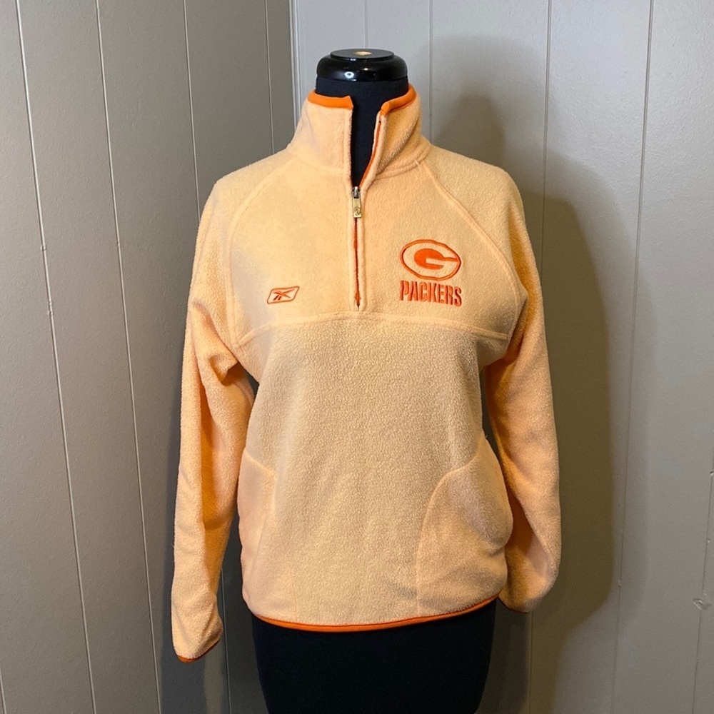 Reebok Girls (10/12) Medium 1/4 Zip Fleece Sweater Green Bay Packers Embroidered